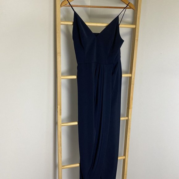 Shona Joy navy mock wrap dress size 6 - Picture 9 of 12